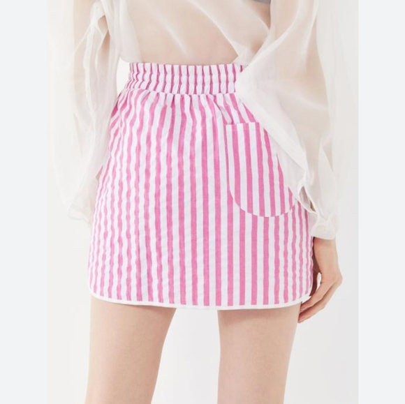 UO Urban Outfitters Anna Striped Dolphin Hem Skirt Size Small Pink White Y2K - Picture 3 of 8